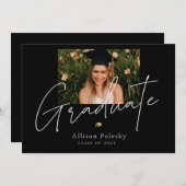 Zwart Goud Modern College High School Afstuderen Aankondiging (Voorkant / Achterkant)