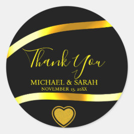 Zwart Goud Modern Eenvoudig 25e Huwelijk Jubileum Ronde Sticker