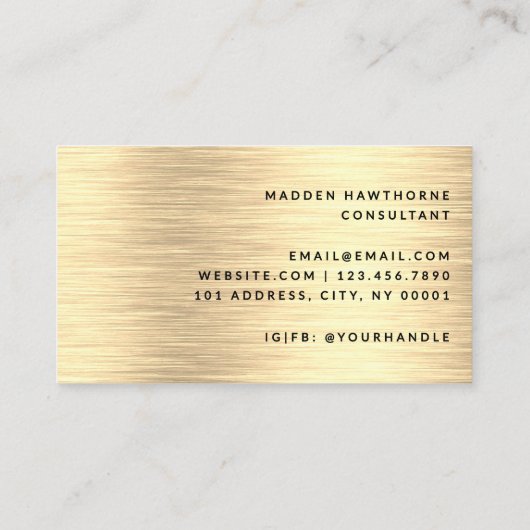 Zwart Goud Modern Eenvoudig Elegant Geborsteld Met Visitekaartje (Achterkant)