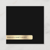 Zwart Goud Modern Eenvoudig Minimaal Geborsteld Me Vierkante Visitekaartje (Voorkant)