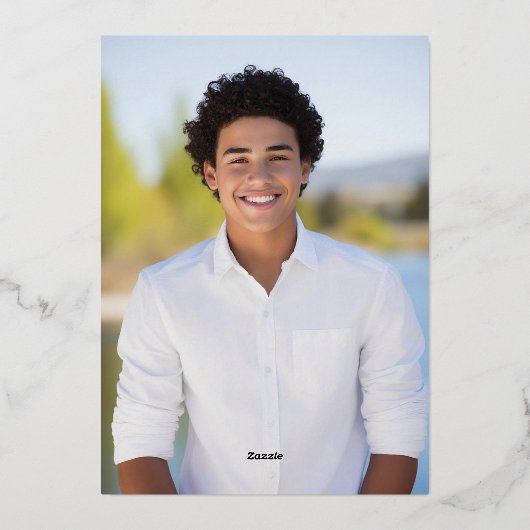 Zwart & Goud Modern Eenvoudig Typografie Afstudeer Folie Uitnodiging (Achterkant)