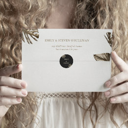 Zwart Goud Modern Elegant Huwelijk Envelop