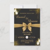 Zwart & Goud Modern Elegant Huwelijksfeest Save The Date (Voorkant)