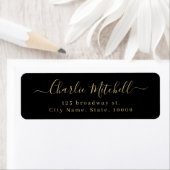 Zwart goud Modern elegant script retouradres Etiket (Insitu)