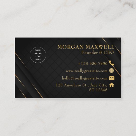 Zwart & Goud Modern Elegant Visitekaartje (Achterkant)