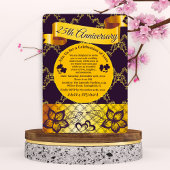 Zwart & Goud Modern Hart 25e bruiloft Jubileum Kaart