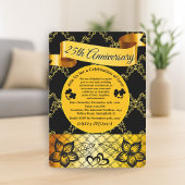 Zwart & Goud Modern Hart 25e bruiloft Jubileum Kaart