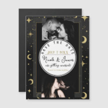 Zwart & Goud Modern Hemels Maan Save the Date