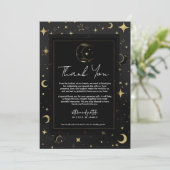 Zwart & Goud Modern Hemels Maan Sterren Dank je we Kaart (Staand voorkant)