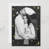 Zwart & Goud Modern Hemels Maan Sterren Dank je we Kaart (Achterkant)