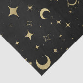 Zwart & Goud Modern Hemels Maans Sterren Bruiloft Tissuepapier (Detail)