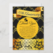 Zwart & Goud Modern Kant Hart Wedding Jubileum Bedankkaart (Voorkant)