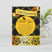 Zwart & Goud Modern Kant Hart Wedding Jubileum Bedankkaart (Staand voorkant)