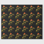 Zwart Goud Modern Kerstboom Inpakpapier (Vlak)