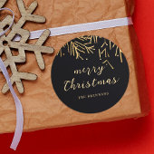 Zwart Goud Modern Kerstmis Elegante vakantie Ronde Sticker