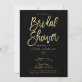 Zwart & Goud Modern Minimaal Chic Bruidsdiner Kaart (Voorkant)