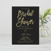 Zwart & Goud Modern Minimaal Chic Bruidsdiner Kaart (Staand voorkant)
