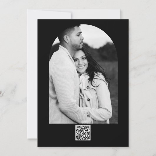 Zwart & Goud Modern Minimaal Elegant Verloving Kaart (Achterkant)