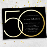 Zwart Goud Modern Minimalist 50e Verjaardag Folie Uitnodiging<br><div class="desc">Zwart Goud Modern Minimalist 50e Verjaardag Folie Invitation. Modern minimalistisch verjaardagsuitnodigingsontwerp,  eenvoudig maar stijlvol en elegant met echte gouden folie! Geweldig voor een zwart & goud thema feest! Hulp nodig bij het aanpassen van dit ontwerp? Neem contact op met de ontwerper/maker door op de 'Bericht' knop hieronder te klikken.</div>