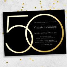 Zwart Goud Modern Minimalistisch 50ste Verjaardag