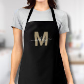 Zwart Goud Modern Minimalistisch Elegant Monogram Schort