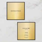 Zwart Goud Modern Minimalistisch Elegant Professio Vierkante Visitekaartje (Voorkant / Achterkant)