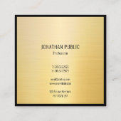 Zwart Goud Modern Minimalistisch Elegant Professio Vierkante Visitekaartje (Achterkant)