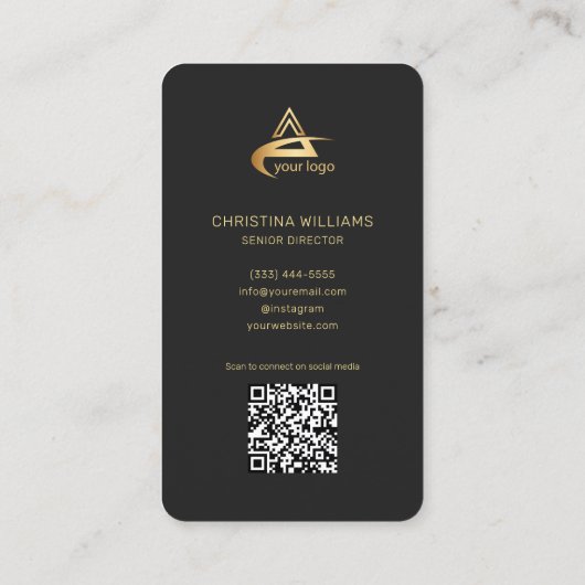 Zwart Goud Modern Minimalistisch Elegant Professio Visitekaartje (Achterkant)