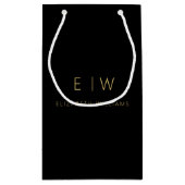 Zwart Goud Modern Minimalistisch Monogram Naam Klein Cadeauzakje (Achterkant)