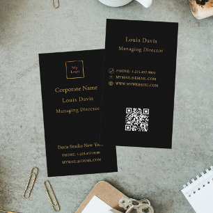 Zwart goud modern minimialistisch premium logo visitekaartje