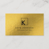 Zwart Goud Modern Monogram Logo Minimaal Visitekaartje (Voorkant)