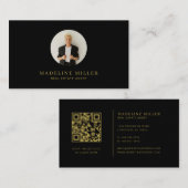 Zwart Goud Modern Professioneel Vastgoed Foto Visitekaartje (Voorkant / Achterkant)