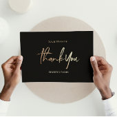 Zwart Goud Modern Script | Dank u Folie Kaarten