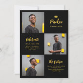 Zwart & Goud Modern Script Foto Afstuderen Kaart (Achterkant)