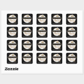 Zwart Goud Modern Script Honing met Honingbij Vierkante Sticker (Vel)