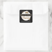 Zwart Goud Modern Script Honing met Honingbij Vierkante Sticker (Tas)