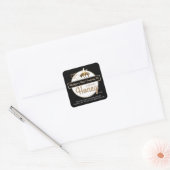 Zwart Goud Modern Script Honing met Honingbij Vierkante Sticker (Envelop)