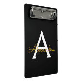 Zwart Goud Modern Script Meisjesachtig Monogram Na Mini Klembord (Schuin)