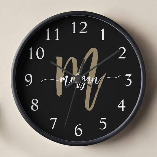 Zwart Goud Modern Script Monogram Naam