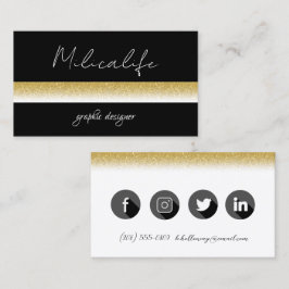 Zwart goud modern, sociaal media-visitekaartje visitekaartje