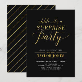 Zwart & Goud | Modern Verjaardagsfeest Surprise Pa Kaart