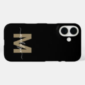 Zwart Goud Modern Vrouwelijk Script Naam Monogram Case-Mate iPhone Case (Achterkant (horizontaal))