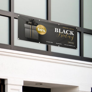 Zwart Goud Modern Zwart Vrijdag Uitverkoop Buiten Spandoek