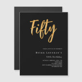 Zwart goud moderne 50e verjaardag luxe magnetische uitnodiging (Voorkant / Achterkant)