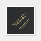 Zwart & Goud Moderne Aangepaste Gepersonaliseerde Servet (Voorkant)