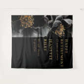 Zwart Goud Moderne Bloemen Pensioen Party Achtergr Wandkleed (Voorkant (horizontaal))