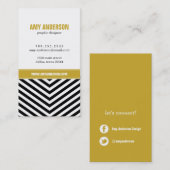 Zwart & Goud Moderne Chevron Stripes Visitekaartje (Voorkant / Achterkant)
