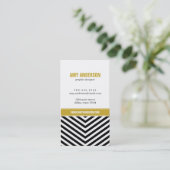 Zwart & Goud Moderne Chevron Stripes Visitekaartje (Staand voorkant)