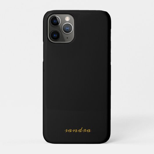 Zwart Goud Moderne Chic Script Meisjesachtig Monog Case-Mate iPhone Case (Achterkant)