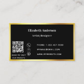 Zwart goud moderne elegant QR-code Visitekaartje (Achterkant)